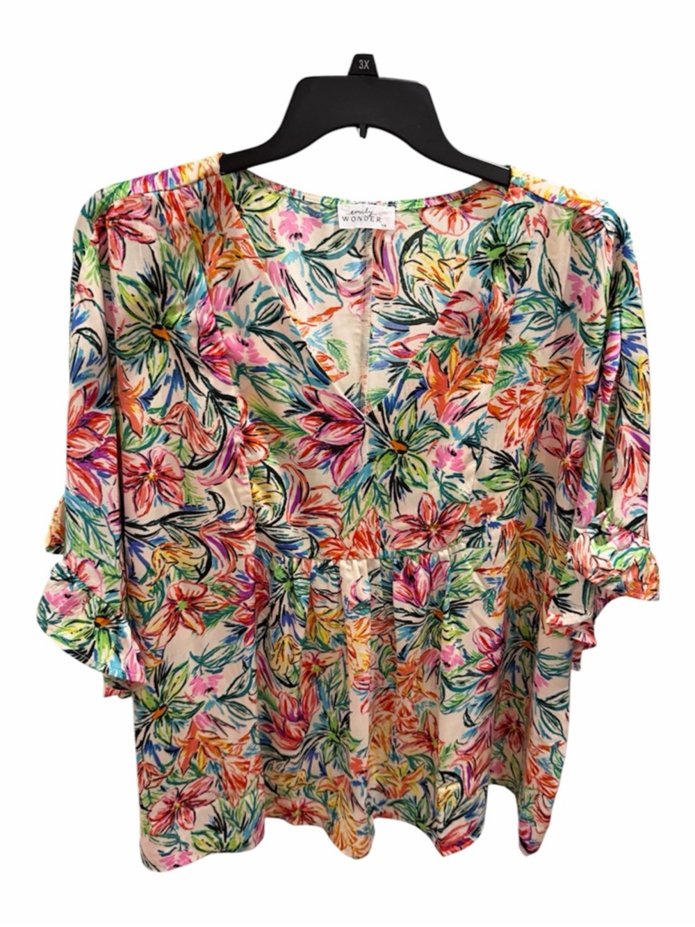 Emily Wonder Floral V-Neck Peplum Blouse - Multicolor